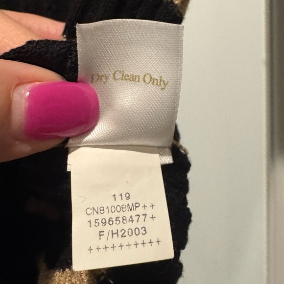 Caslon Striped Knit Sweater Black Cream | V-Neck Long Sleeve | MP - Picture 8 of 13